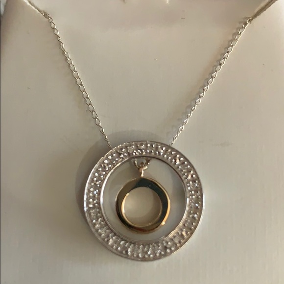 Silver, yellow gold and diamond accent pendent - Picture 3 of 8